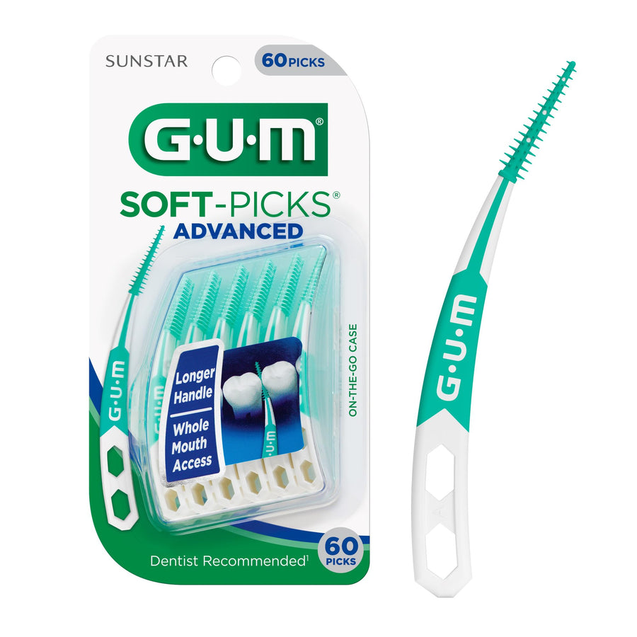 Soft-Picks Advanced, Easy to Use Dental Picks for Teeth Cleaning and Gum Health, Disposable Interdental Brushes with Convenient Carry Case, Dentist Recommended Dental Picks, 60ct