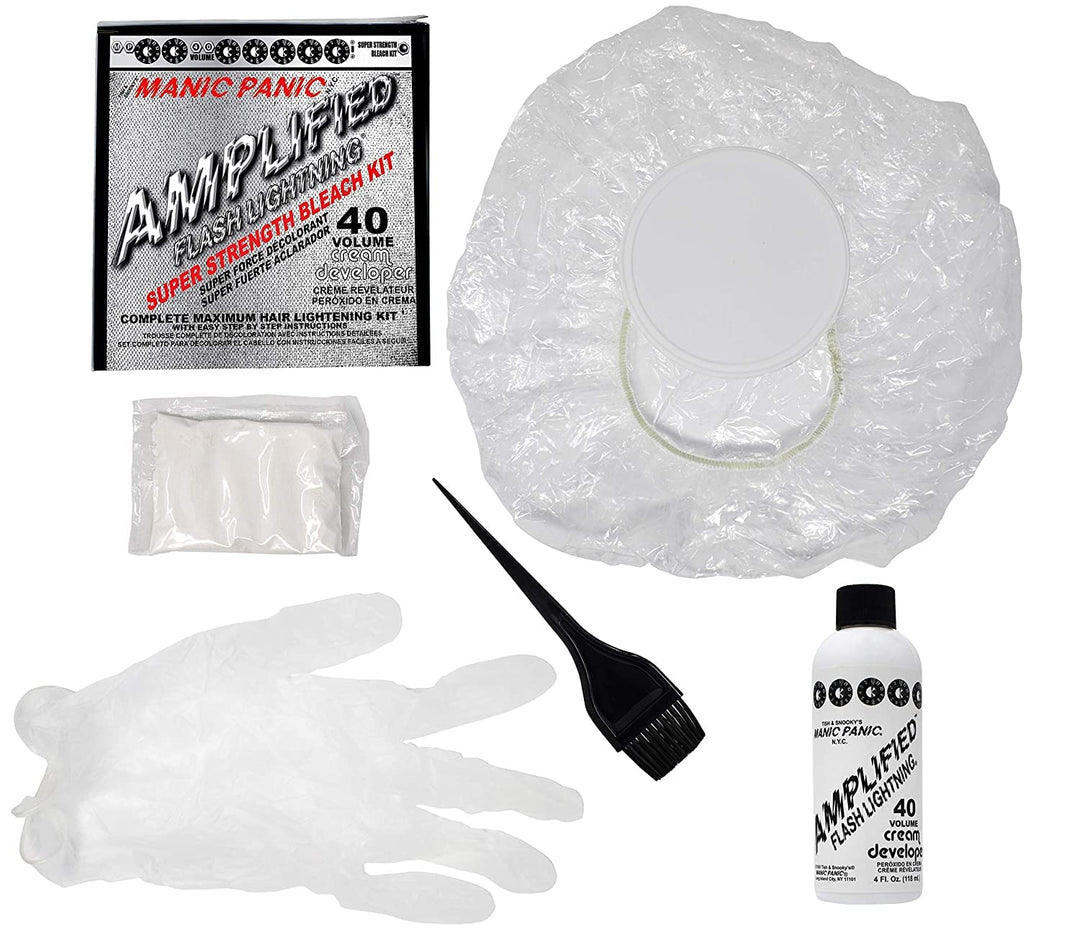 Flash Lightning Hair Bleach Kit - 40 Volume Developer + Bleach Powder Hair Lightener For Dark Hair + Lifting up to Seven Levels - Vegan And Cruelty Free