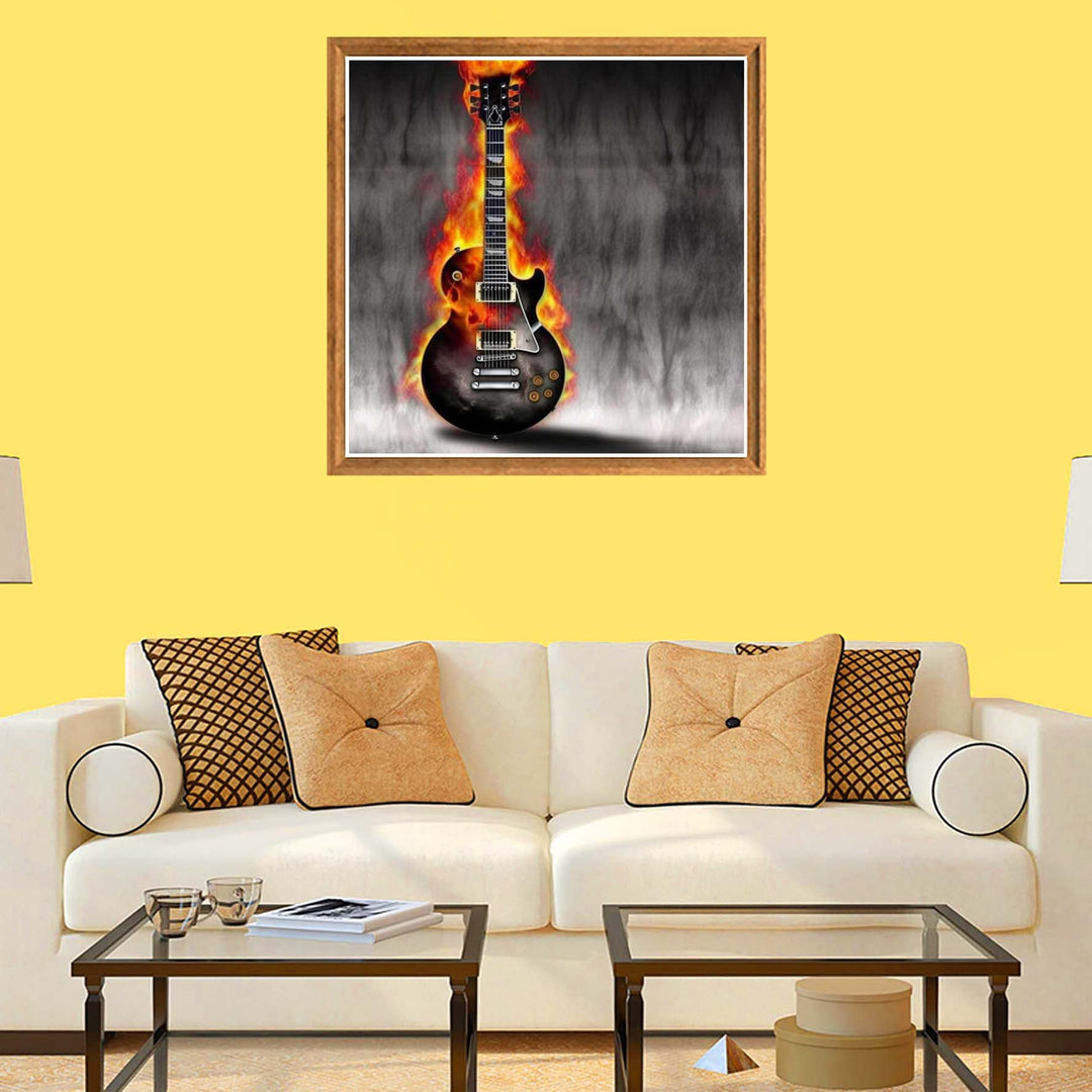 5D Diamond Painting Kits Agni Guitar, Full Drill Musical Instrument DIY Rhinestone Embroidery Set Paint with Diamonds Art by Number Kits Cross Stitch Home Wall Craft Decoration (16x16inch)