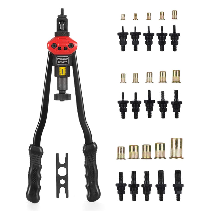 16 Rivet Nut Tool, Rivnut Tool Kit with 15 Metric and SAE Mandrels, Nutsert Rivet Tool Set with 150Pcs Rivnuts