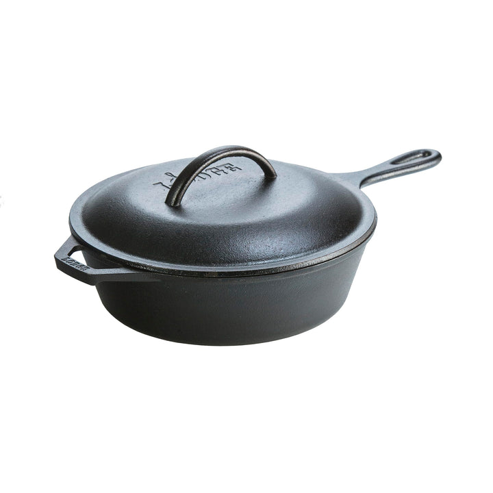 L8CFKPLT Cast Iron Covered Chicken Fryer, Pre-Seasoned, 3-Quart, Black