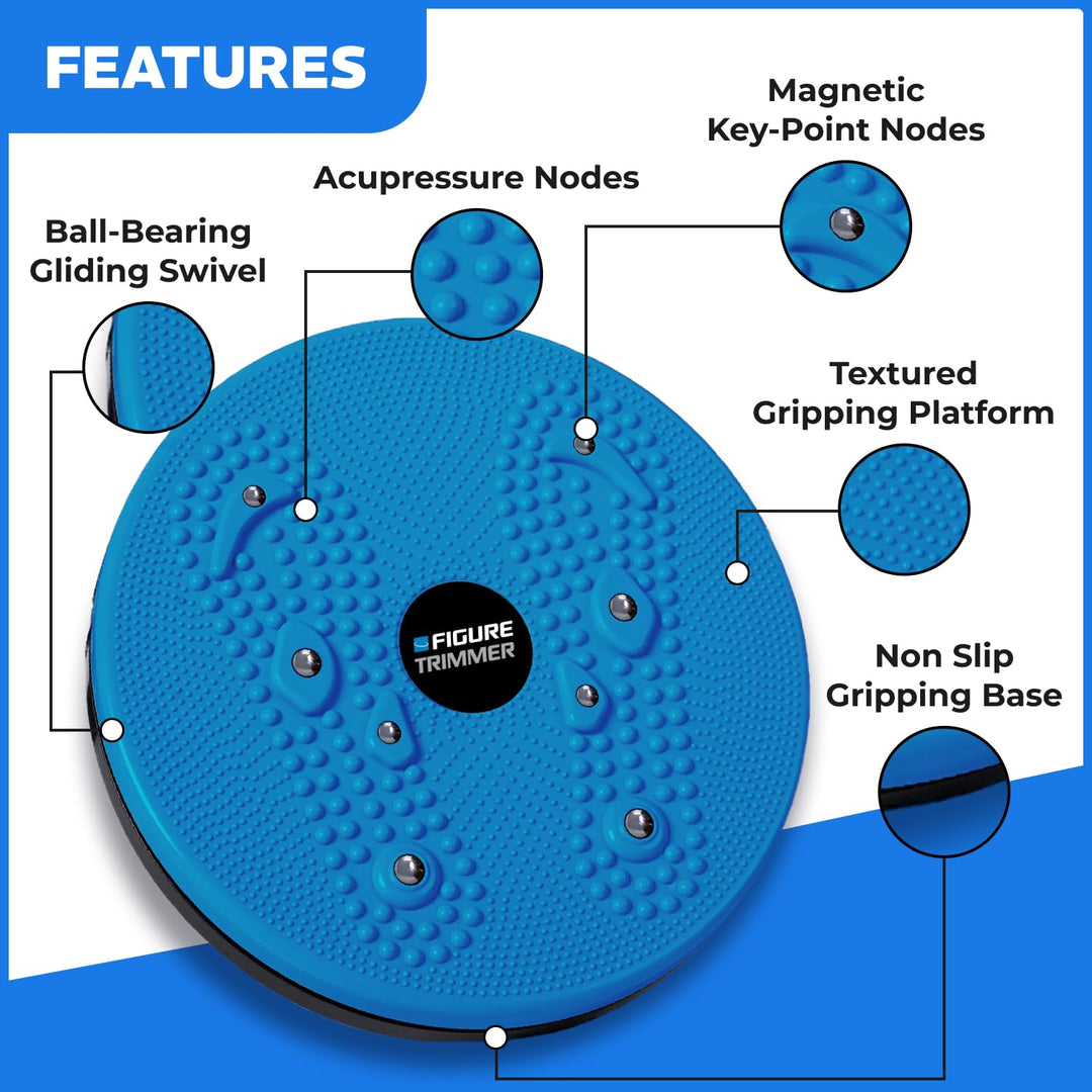 Core Abs Twister Board - 12-inch Waist Sculptor Twister Board for Core & Ab Exercise - Waist Twisting Disc, Dizzy Disc Twist Board for Slimming Workout with 8 Magnets Reflexology, Blue