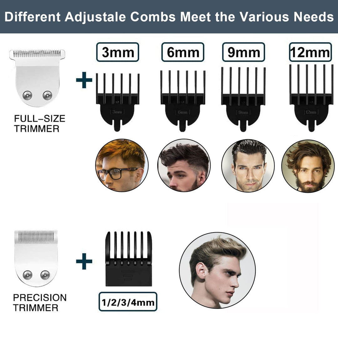 All-in-One Beard Trimmer for Men,Cordless Mustache Nose Precision Trimmer,Body Groomer Hair Cutting 5 in 1 Kit Trimmer,USB Rechargeable & Waterproof Magnetic Replacement Heads