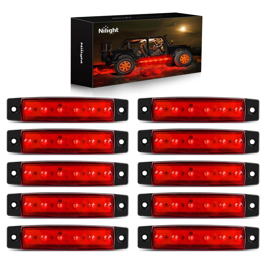 10PCS 3.8 Inch 6 LED Red Side Marker Light Indicator Light Rear side Marker Light for Truck Trailer RV Cab Boat Bus Lorry LED Marker Light Clearance Light