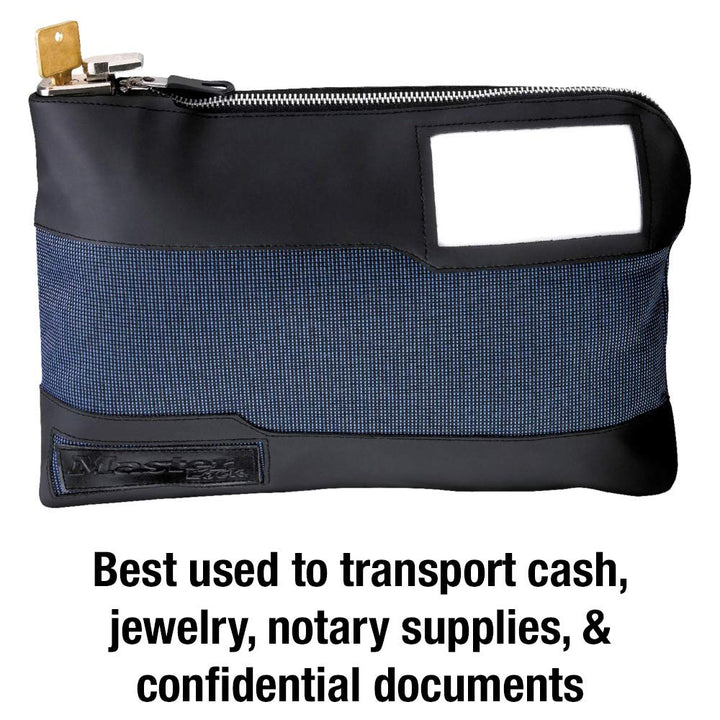 Money Bag with Key Lock and Zipper for Cash, 11-1/2 in. Long Locking Portable Travel Money Pouch Protects Passports, Valuables, 7120D