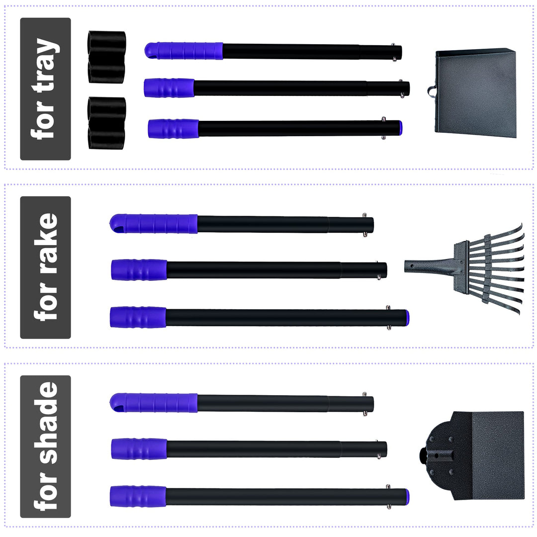 Pooper Scooper for Dogs, Metal Poop Scooper Tray Spade and Rake Set, Poop Scoop with Adjustable Long Handle, Dog Pooper Scooper for Pet Waste Removal