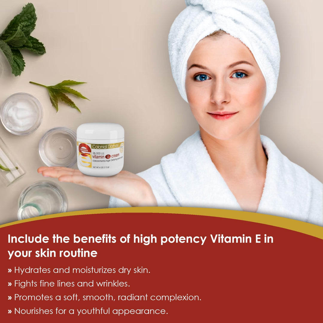 Concentrated Vitamin E Moisturizing Cream 28,000 I.U. for Hydrating & Moisturizing Chapped Dry Skin & Fine Lines.