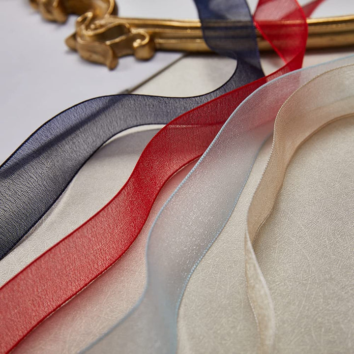 JingleStar Decorative Accessories 1 Inch Sheer Chiffon Ribbon Perfect for Crafts Hair Bows Gift Wrapping Wedding Party Decoration and More (Gold)…