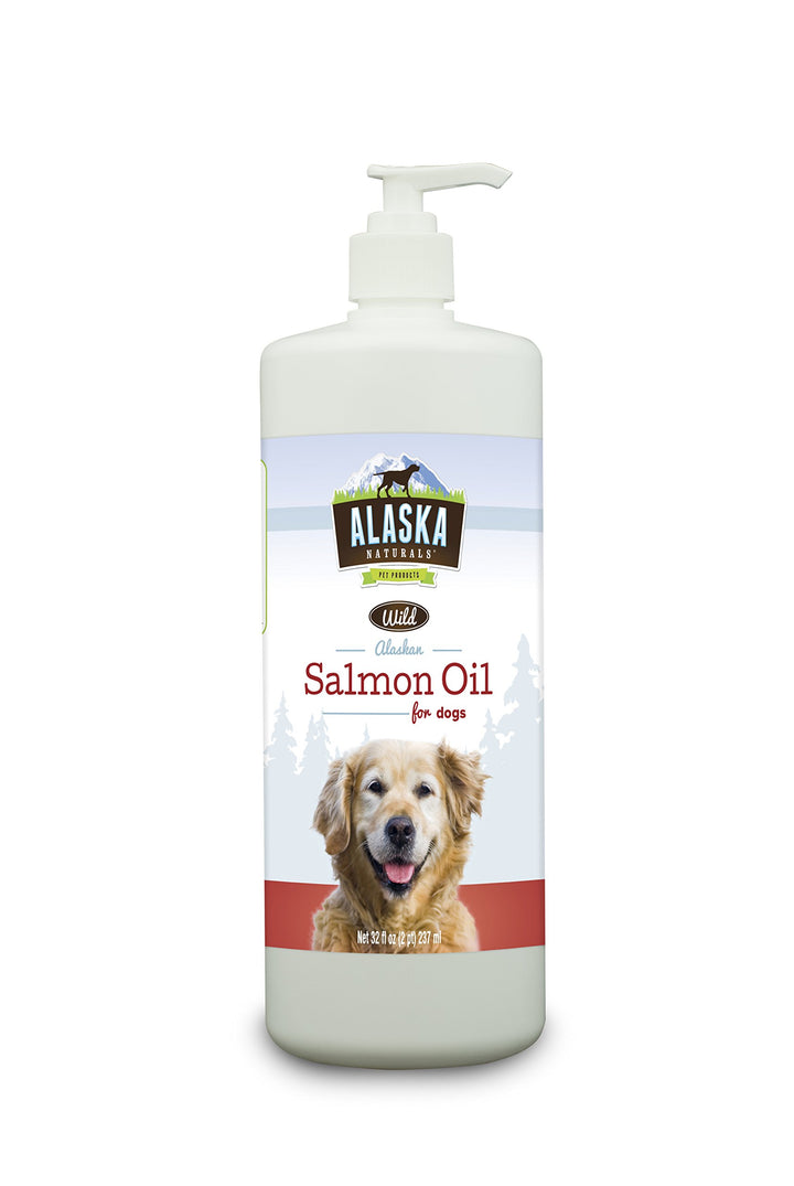 Wild Alaskan Salmon Fish Oil Supplement for Dogs Skin and Coat with EPA DHA Omega 3 Fatty Acids Liquid Food Topper 32 oz. Pump