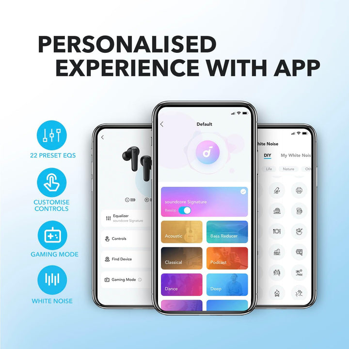 by Anker P20i True Wireless Earbuds, 10mm Drivers with Big Bass, Bluetooth 5.3, 30H Long Playtime, Water-Resistant, 2 Mics for AI Clear Calls, 22 Preset EQs, Customization (White)