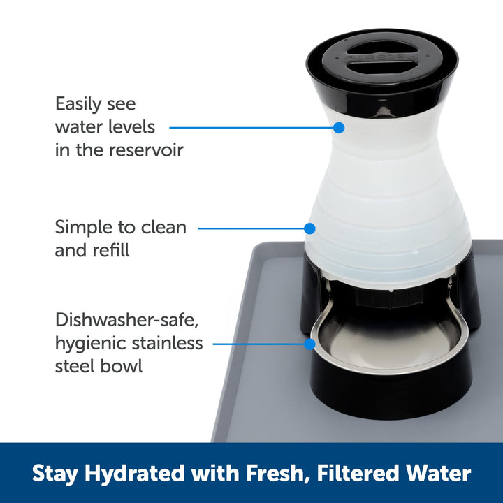 Healthy Pet Water Station - Medium, 128 oz Capacity - Gravity Pet Water Fountain, Automatic Cat Water Fountain, Dog Water Fountain, Water Dispenser - Removable Stainless Steel Bowl Included