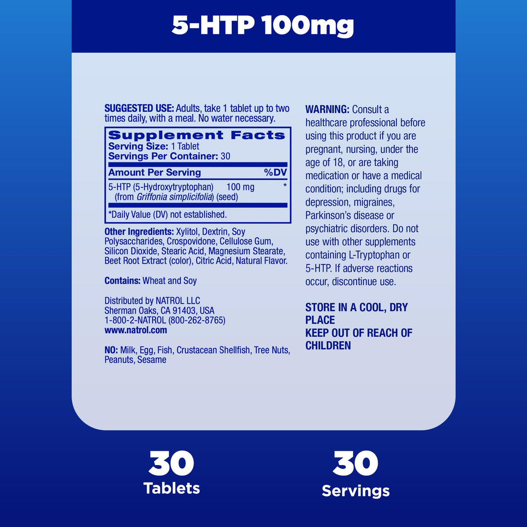 5-HTP 100mg, Drug-Free Dietary Supplement Helps Support Balanced Mood, 30 Mixed Berry-Flavored Fast Dissolve Tablets, 15-30 Day Supply