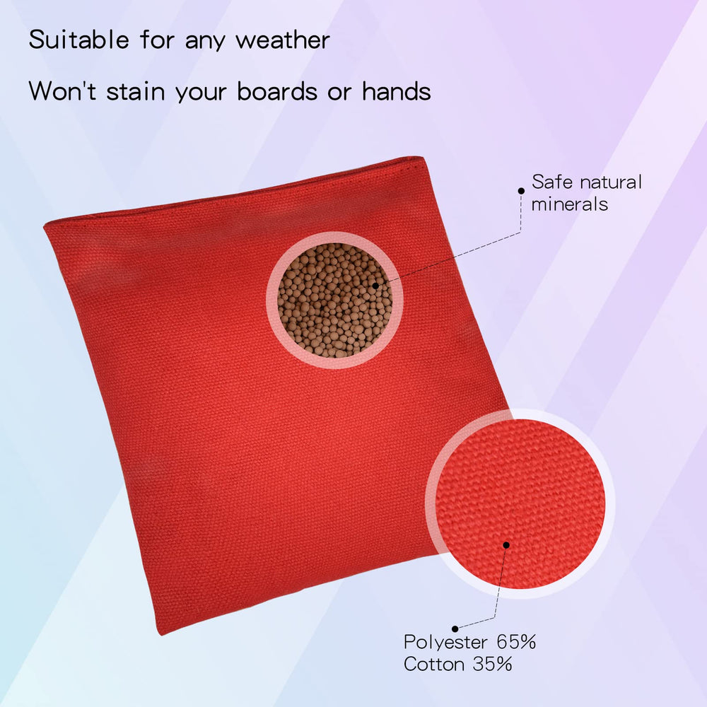 Set of 8 Regulation Cornhole Bags Double Sided, Weather Resistant Bean Bags for Cornhole Toss Game, Corn Hole Beans Bags with Tote Bag (Red/Blue)