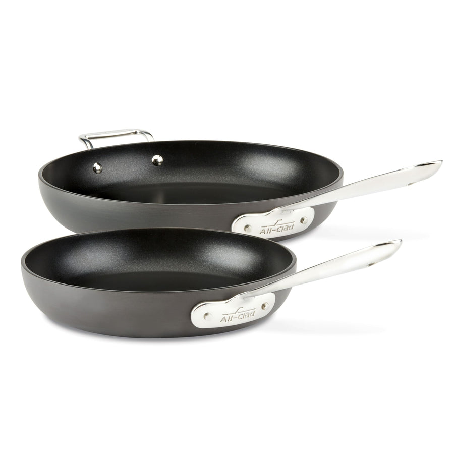 HA1 Hard Anodized Nonstick Fry Pan Set 2 Piece, 10, 12 Inch Induction Oven Broiler Safe 500F, Lid Safe 350F Pots and Pans, Cookware Black