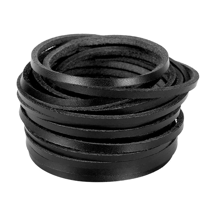 3MM Flat Genuine Leather Cord - Natural Leather Lacing - Strip Cord Braiding String for Jewelry Making Shoe Lace Braided Bracelets Necklaces Handbags Knife Sheaths (Rubber_3MM_5Yards)