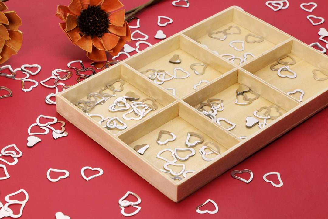 1200Pcs Love Heart Shaped Confetti, Table Wedding Decoration, Glitter Confetti for Wedding Party (Silver)