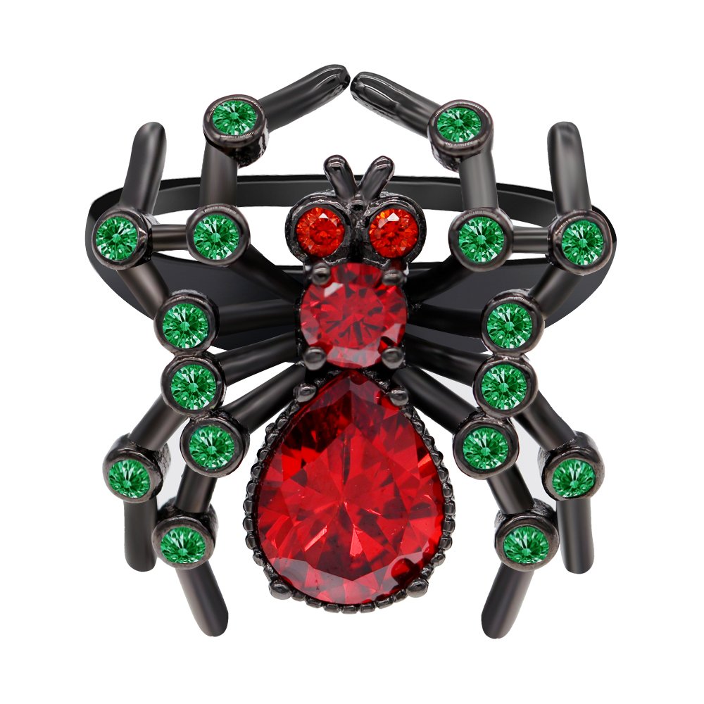 Clearance Halloween Jewelry Gifts Black Spider Rings for Women, Female Fashion Animal Rings (Size 6) Y324