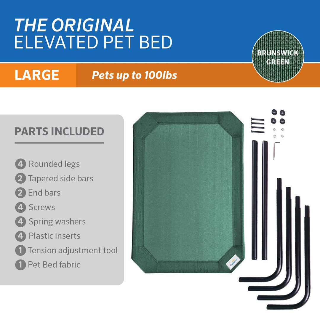 Gale Pacific The Original Cooling Elevated Dog Bed, Indoor and Outdoor, Large, Brunswick Green, 51.00 x 31.50 x 8.00