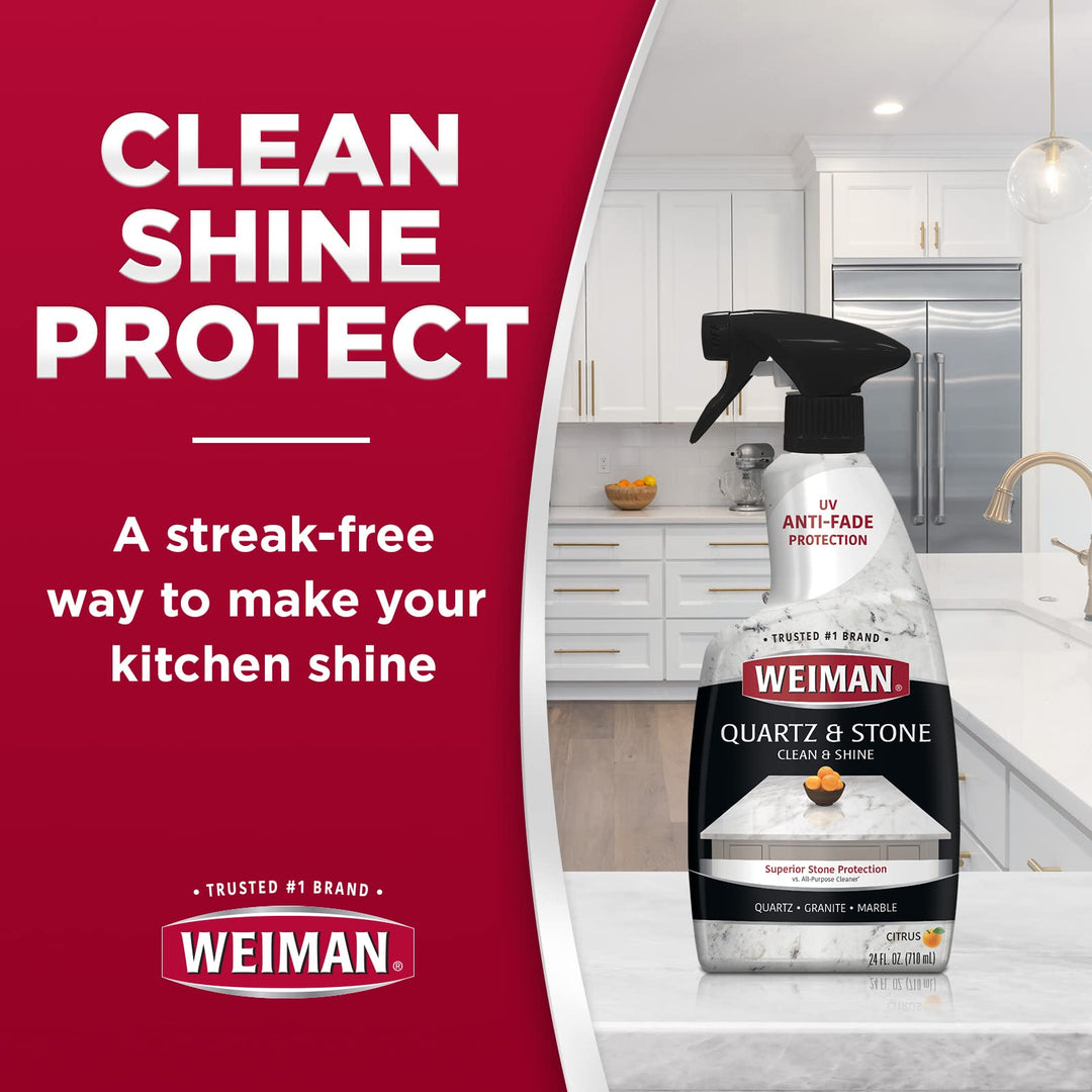 Quartz Countertop Cleaner and Polish - 24 Ounce - Clean and Shine Your Quartz Countertops Islands and Stone Surfaces with Ultra Violet Protection