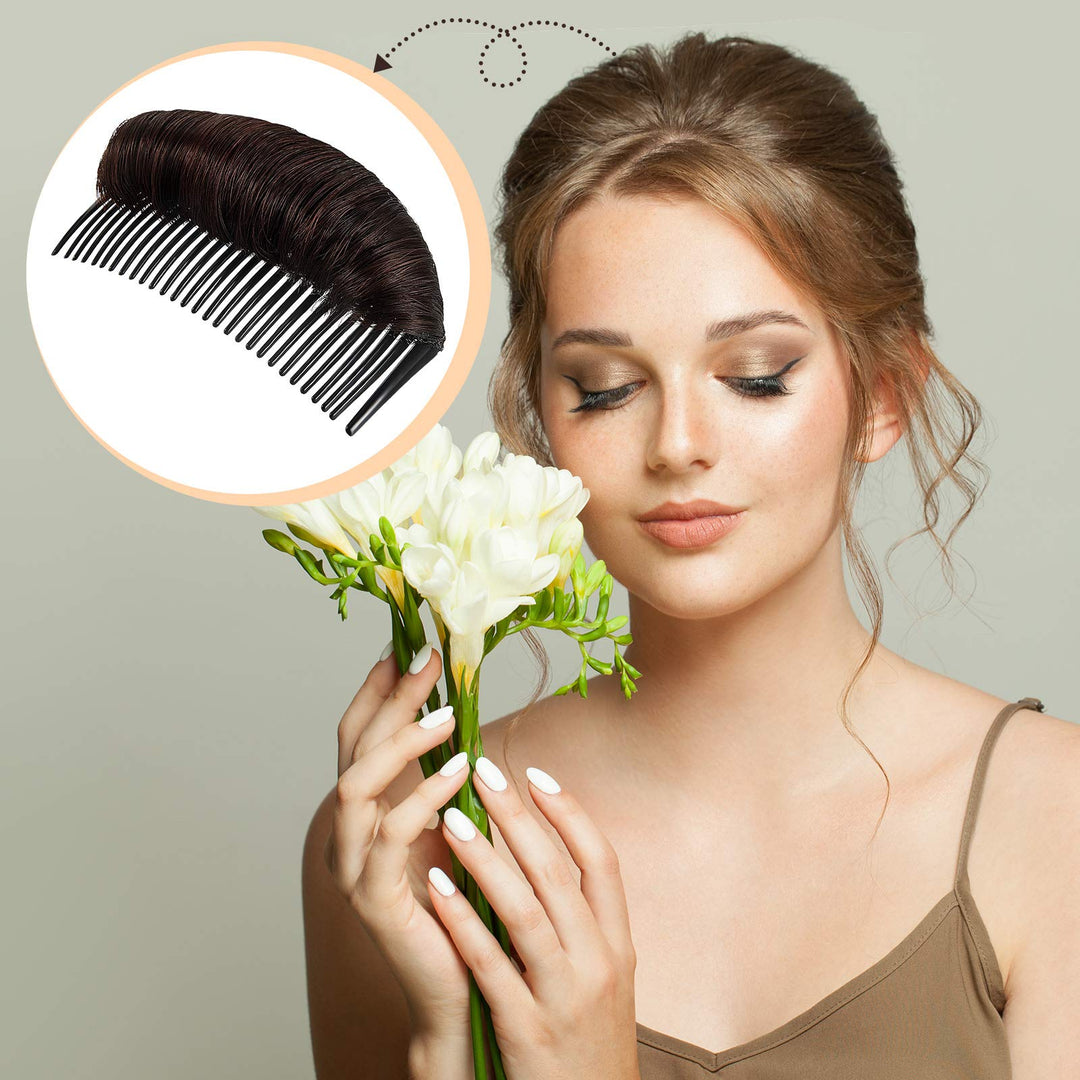 3 Pieces Invisible False Hair Clips, Increased Hair Pad, Bump It Up Volume Hair Base Fluffy Princess Styling Insert Tool for Women Girls (Dark Brown)