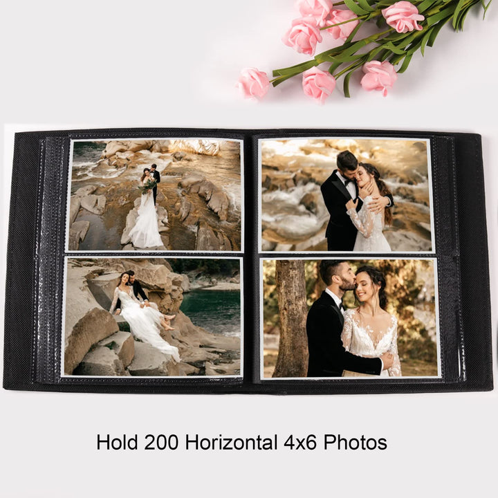 Photo Album for 200 4x6 Photos Leather Cover Extra Large Capacity Picture Book for Wedding Baby Vacation