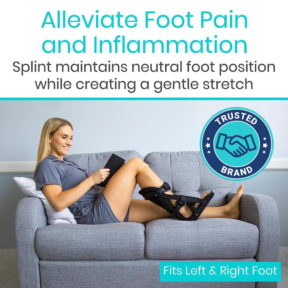 Hard Plantar Fasciitis Night Splint for Men & Women - Stabilizer Brace Relieves Inflammation - Foot Support Boot Features Adjustable Hook and Loop Straps for Achilles Pain Relief