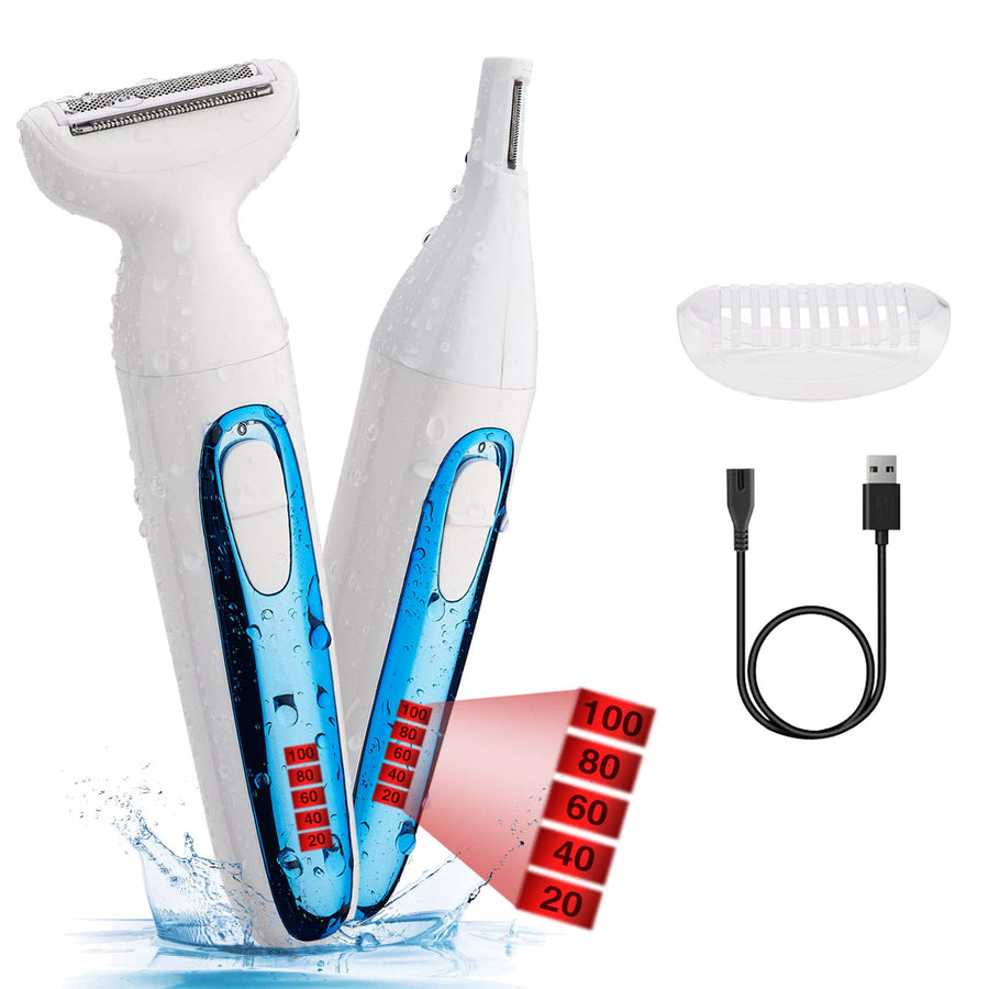 Shaver for Women, Electric Razor Painless Lady Foil Shaver Wet Dry Cordless 3 in 1 Blade Trimmer Rechargeable Waterproof Body Facial Hair Remover for Eyebrow Back Arms Legs Underarms and Bikini Area