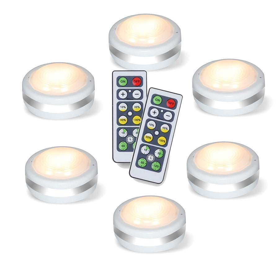Puck Lights, Battery Operated Light with Remote Control, Led Under Cabinet Lighting Wireless, Dimmable Closet Lights(Natural White 6PK)