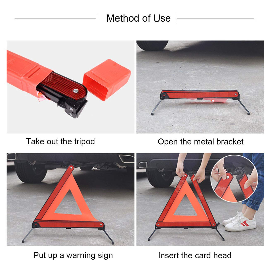 Foldable Car Roadside Emergency Kit with 2 Reflective Warning Triangle,2 Visibility Roadside Vest for Roadside Breakdowns Emergencies