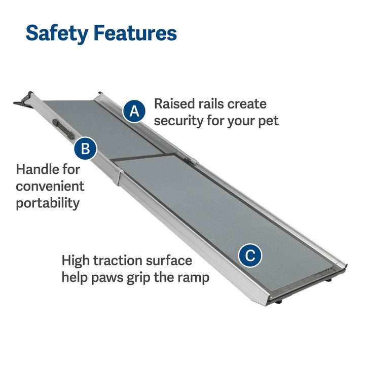 Happy Ride Telescoping Dog Ramp, Portable Pet Ramp for Cars, Trucks & SUVs with Adjustable Sizing