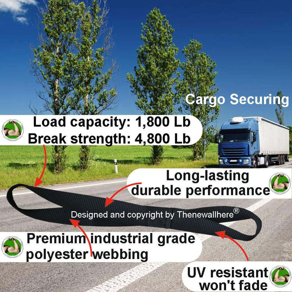 Soft Loop Tie Down Straps for Motorcycle Handlebar,Car,Cargo,Truck,Boat,UTV,ATV,TV,Dirt Bikes Secure Trailer.Heavy Duty Soft Loop Short Small Vehicle Moving Tie Down Straps,UV Resistant