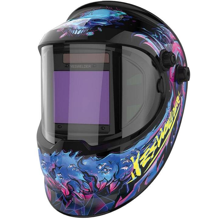 Large Viewing True Color Solar Powered Auto Darkening Welding Helmet with SIDE VIEW, 4 Arc Sensor Wide Shade 4/5-9/9-13 Welder Mask for TIG MIG ARC Grinding Plasma LYG-Q800D-CP
