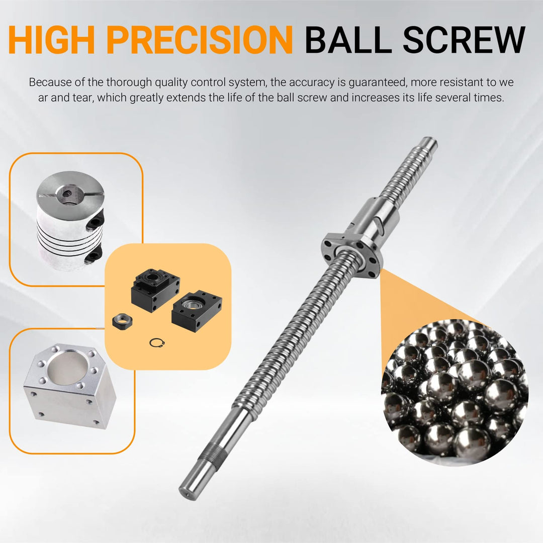 ANWOK Ball Screw SFU1605-400mm-C7 BallScrews with A Ball Nut and Machining Antibacklash for CNC with BK10/BF10 Standard End Machining, Length 15.74 inch/400mm