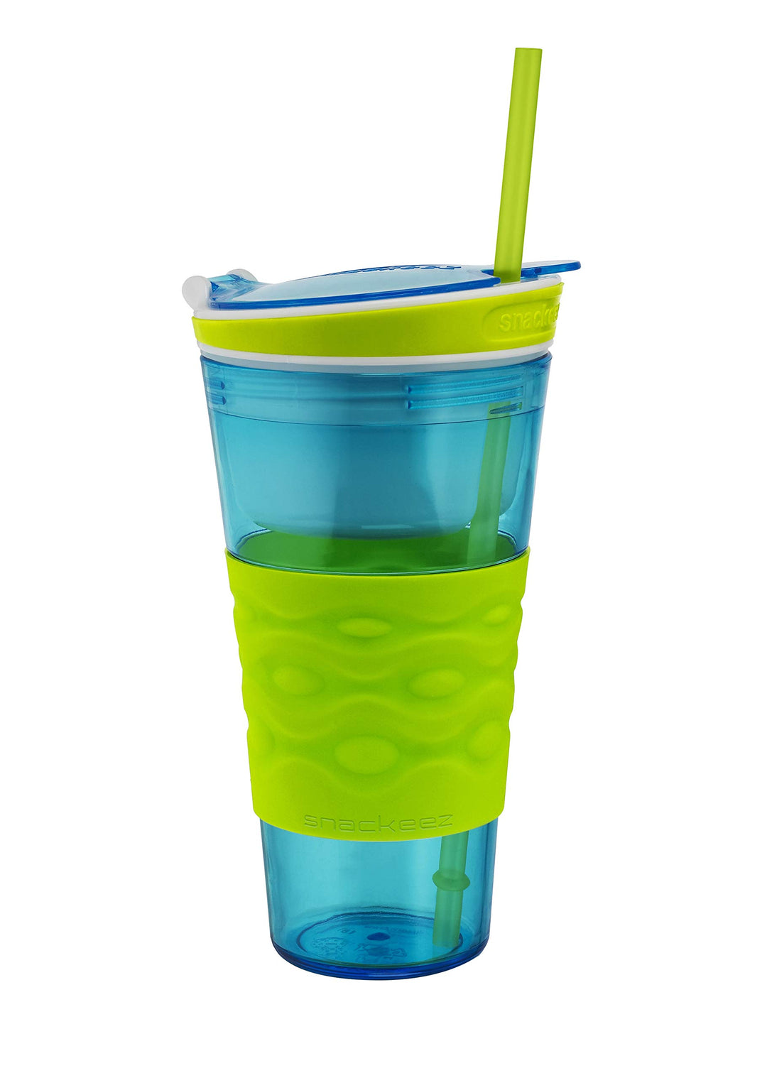 Travel Snack & Drink Cup with Straw, Blue,16 oz