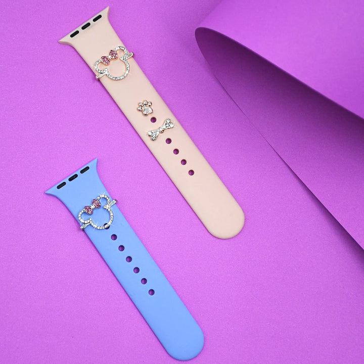 Watch-Band-Decorative-Charms Compatible for Iwatch Series 6 5 4 3 2 1 Metal Decorative Rings Loops for SmartWatch Band 38mm 40mm 42mm 44mm Silicone Watch Band-Accessories-Charms (Paw Set)