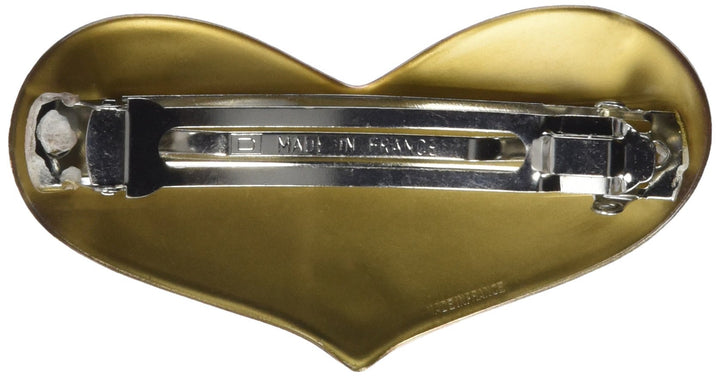 2 Color Heart Automatic Barrette, Gold/Pink, 0.5 Ounce