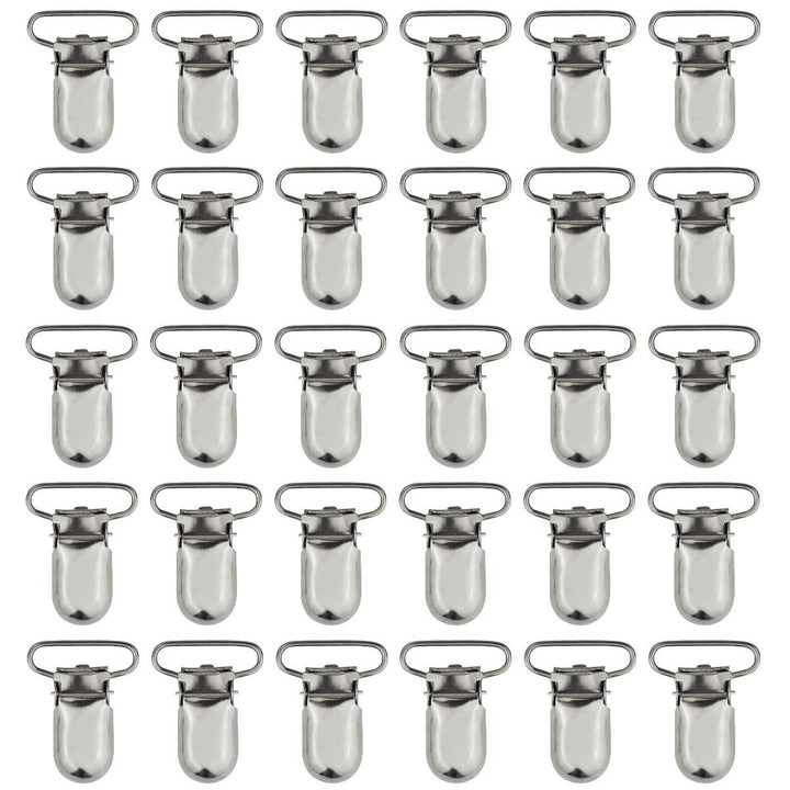 50pcs 1 Pacifier Suspender Clips, Pacifier Clips for Making Pacifier Holders Bib Clips Toy Holder Silver