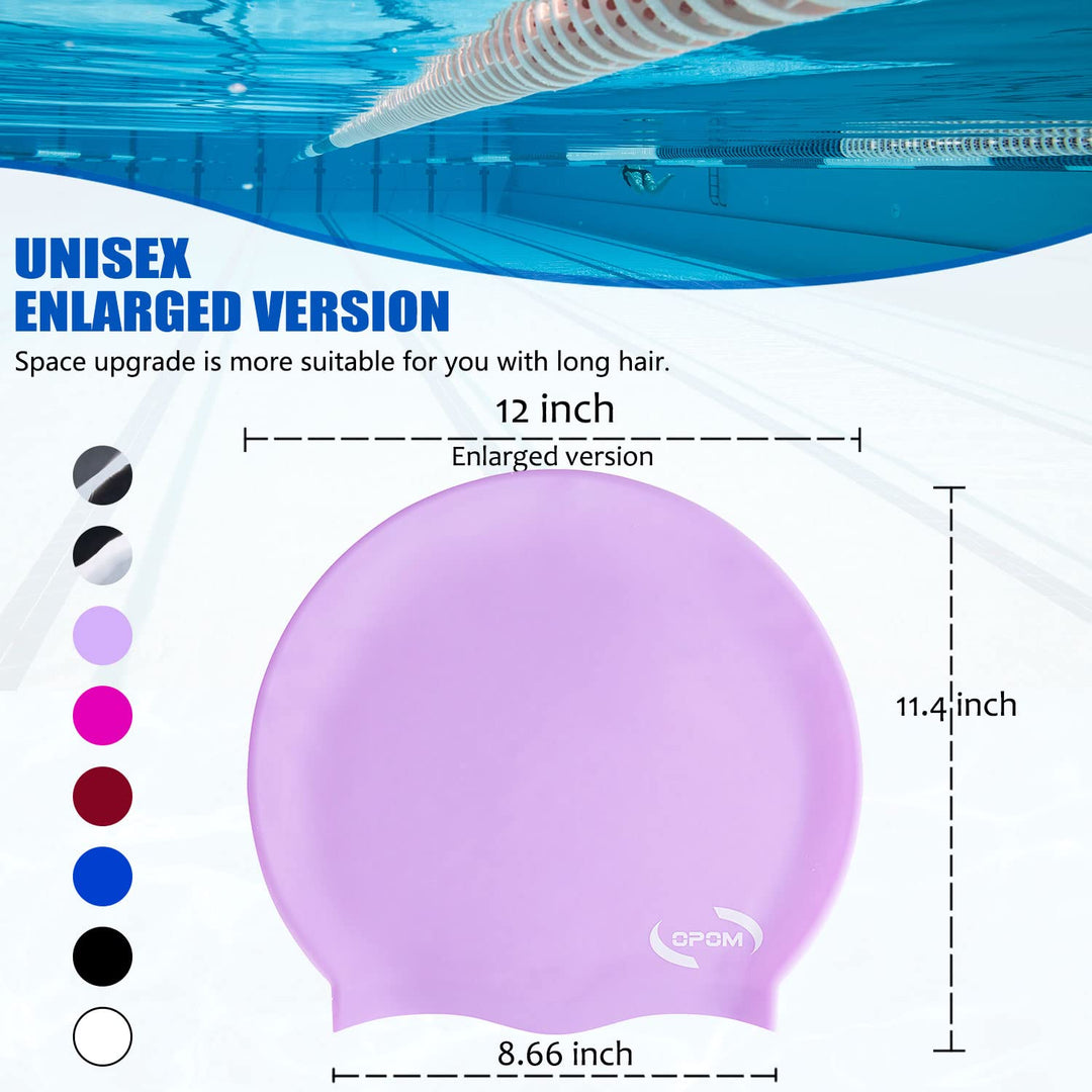 Extra Large Swimming Cap for Women Long Hair Girls Men and Adult Waterproof Silicone Cover Ear Bath Pool Shower Swimming Caps Special Design Swim Cap for Long Thick Curly Hair&Dreadlocks Weaves Braid