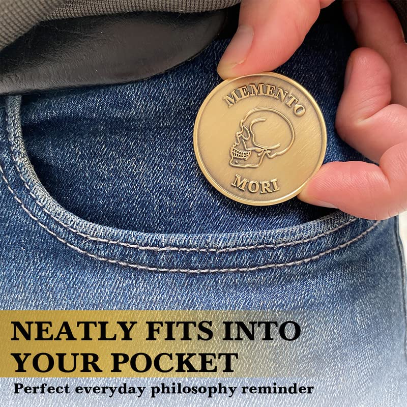Memento Mori Coin Stoic, Momento Mori Coin - Double Sided 38mm Stoic Coin - Daily Inspirational Coins for Stoicism Gifts, Stoic Challenge - Novelty Coins, Tokens, Medallions