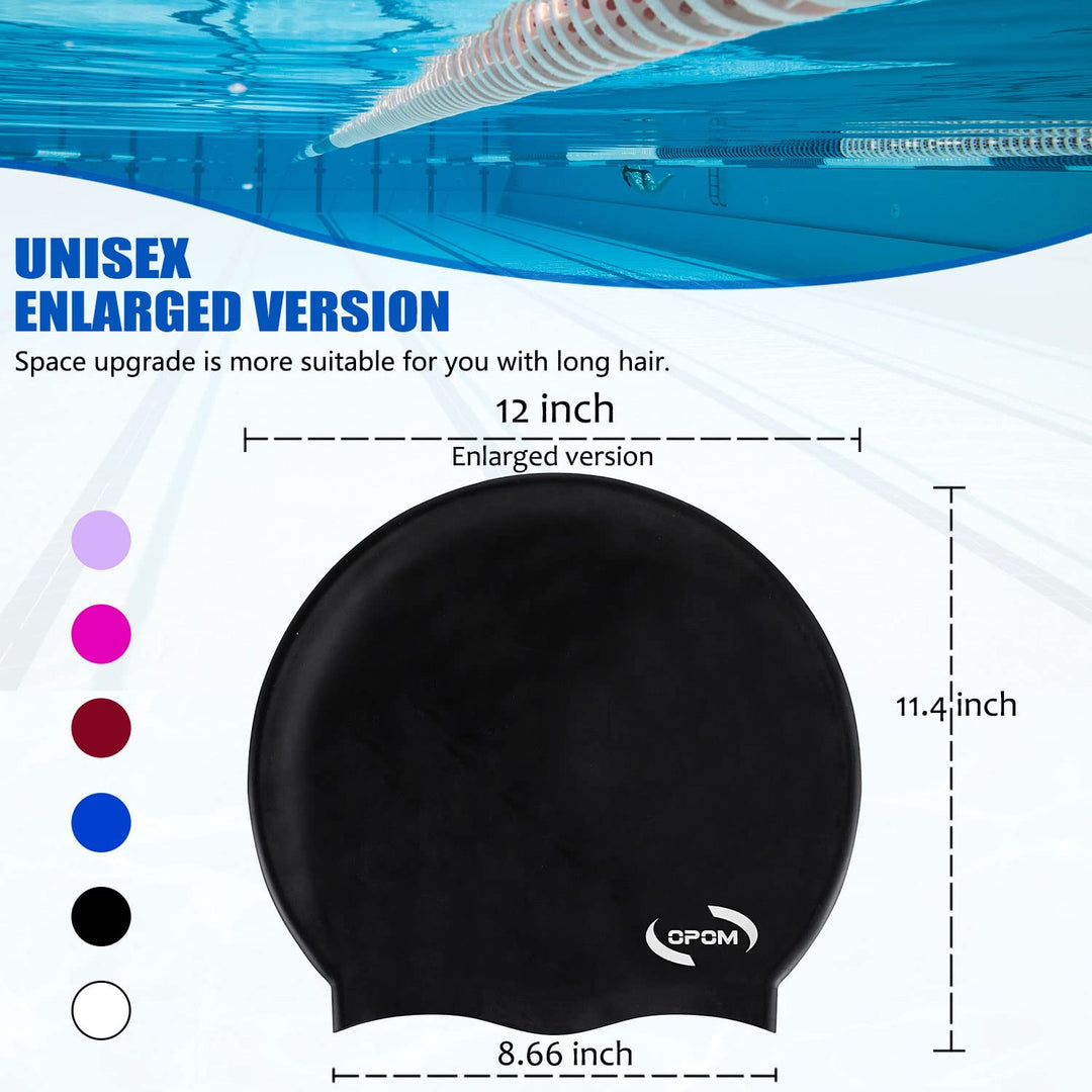 Extra Large Swimming Cap for Women Long Hair Girls Men and Adult Waterproof Silicone Cover Ear Bath Pool Shower Swimming Caps Special Design Swim Cap for Long Thick Curly Hair&Dreadlocks Weaves Braid