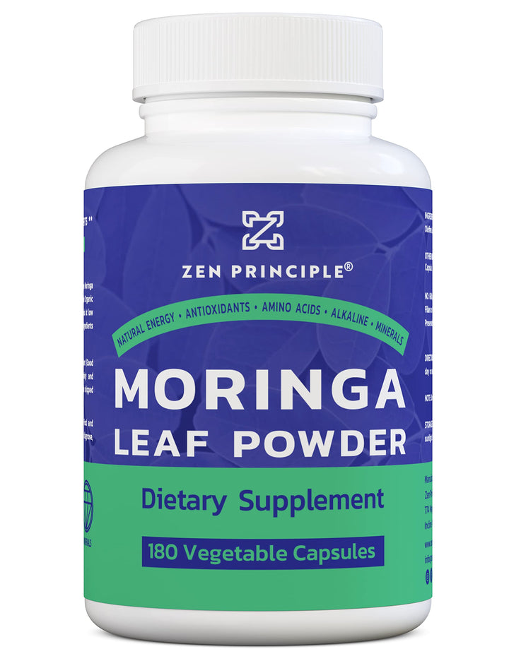 Organic Moringa Oleifera. Ultra-Premium. Provides an All Natural Energy Boost and Multi-Vitamin. A Raw Superfood, Vegan, No GMO and Gluten Free. 180 Capsules.