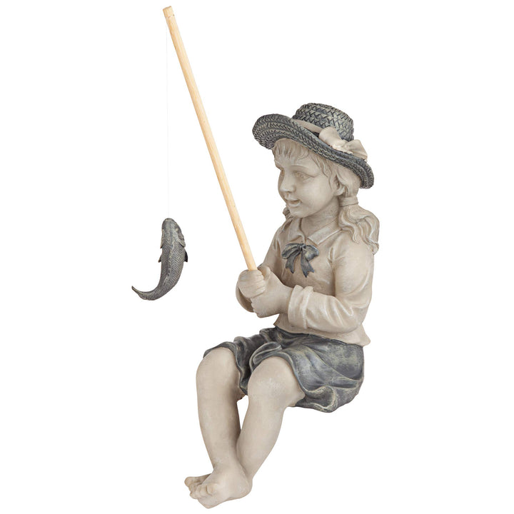 AL18606 Nellie’s Big Catch Fisherwoman Handcast Polyresin Statue, Medium, Two Tone Stone