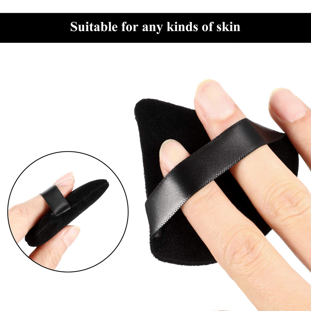 Fiber Triangular Makeup Puffs, 12 Pieces, Black, Soft Reusable Face Cosmetic Tools for Foundation, Powder, Blush, Concealer & More
