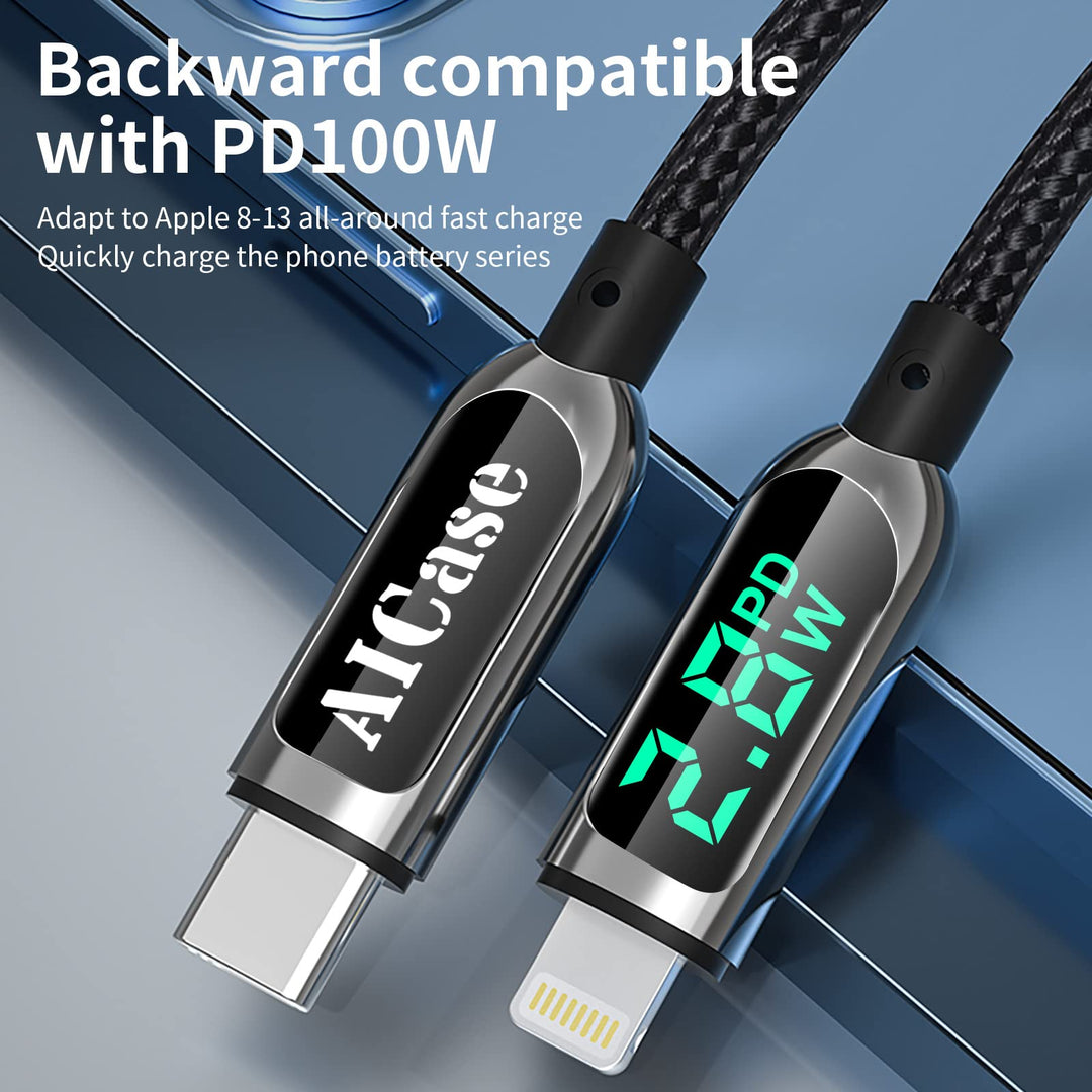 USB C Auf Lightning-Kabel, 1.2 m Lade-synchroniser-ungskabel mit LED-Display, kompatibel mit iPhone 13 13 Pro 12 Pro Max 12 11 X XS XR 8 Plus, AirPods Pro, unterstützt Power Delivery (1.2 m)