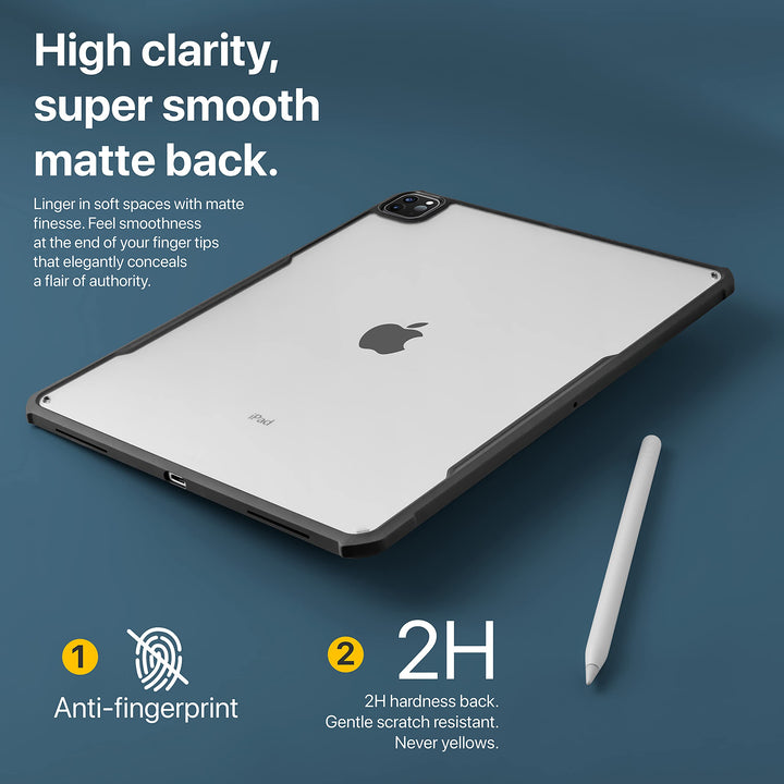 iPad Pro 11 inch Case 2022, 2021, 2020 & 2018 (4th, 3rd, 2nd & 1st Generation) Ultra Thin Matte Clear, Supports Apple Pencil Wireless Charging, Absorbs Shock (Black/Matte Back)