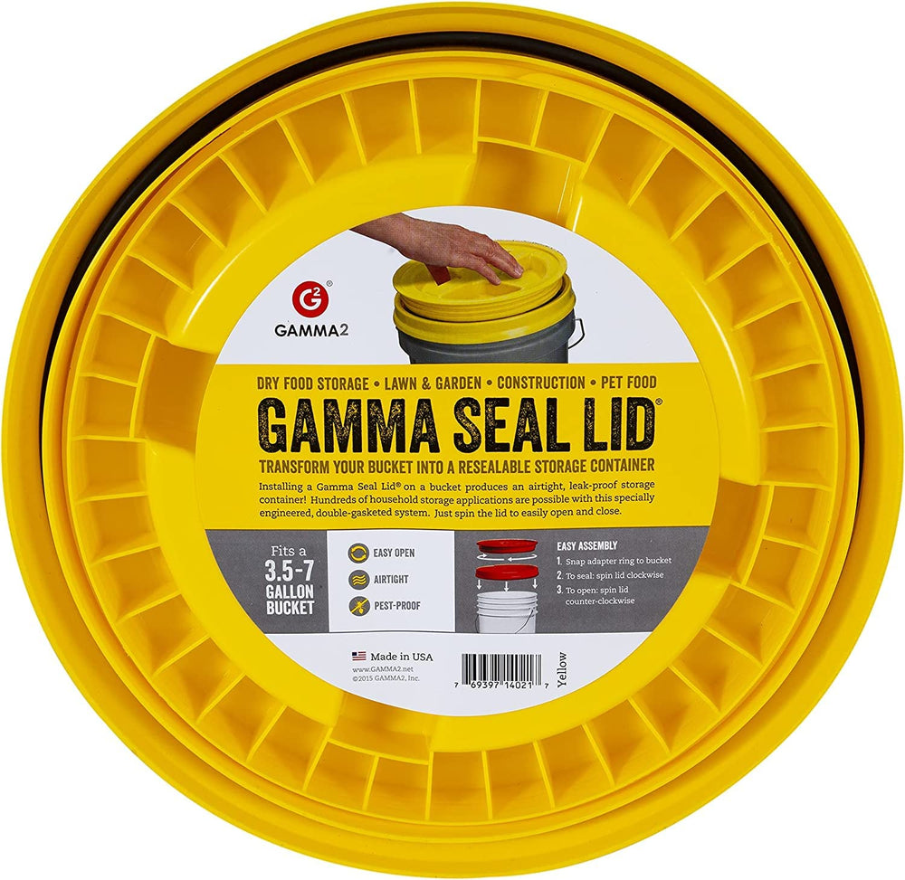 Gamma Seal Lid for Utility Buckets - Fits 3.5, 5, 6 & 7 gallon buckets, Yellow, Made in USA