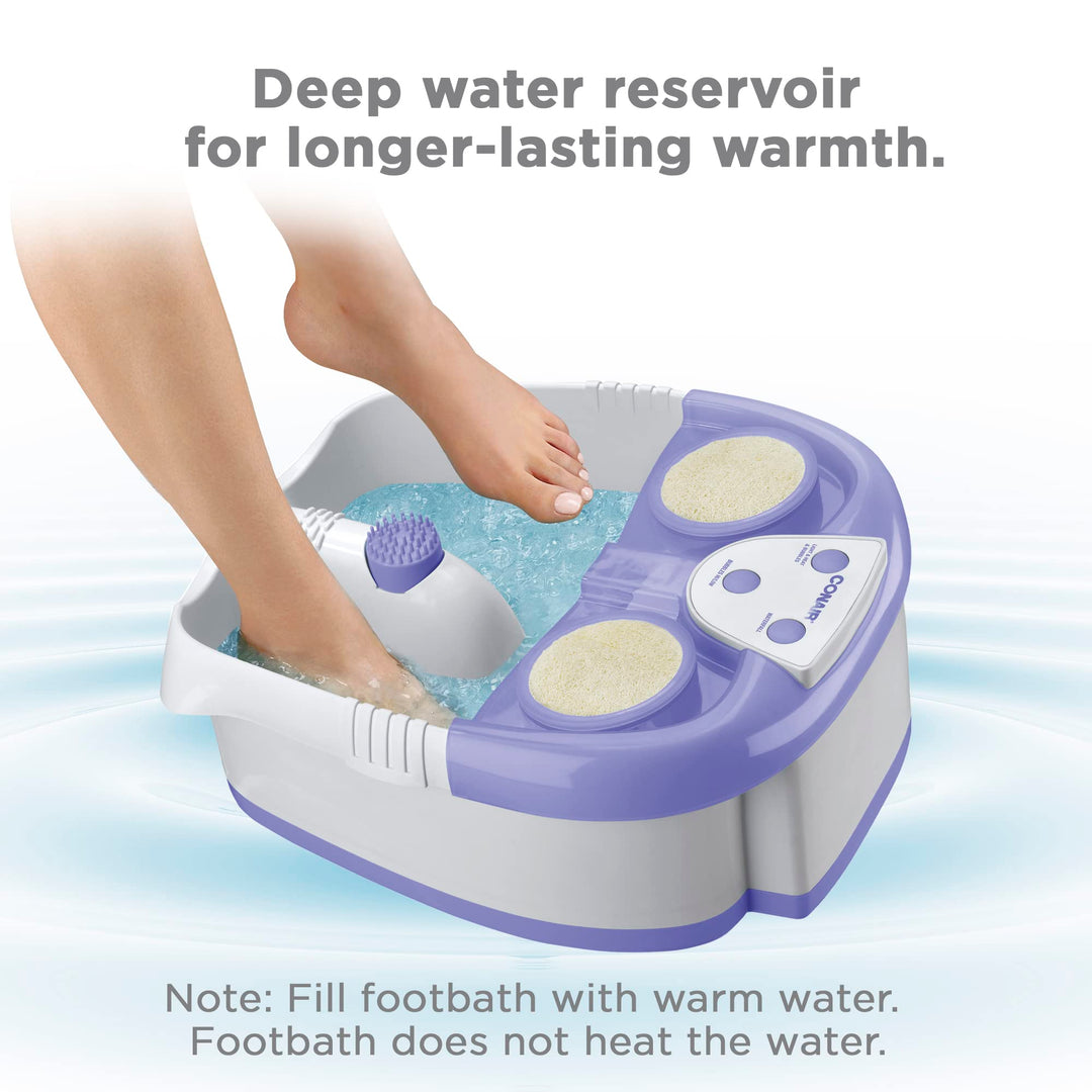 Waterfall Pedicure Foot Spa Bath with Blue LED Lights, Massaging Bubbles and Massage Rollers, Purple/White