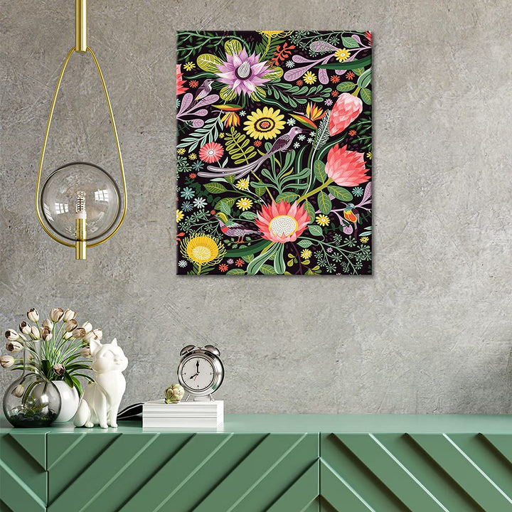Adult Paint by Numbers Cape Town Flowers DIY Oil Painting Plant Paint by Numbers for Adults Flower and Birds DIY Paint by Number Canvas Artwork Home Modern Decor, 16x20, Frameless