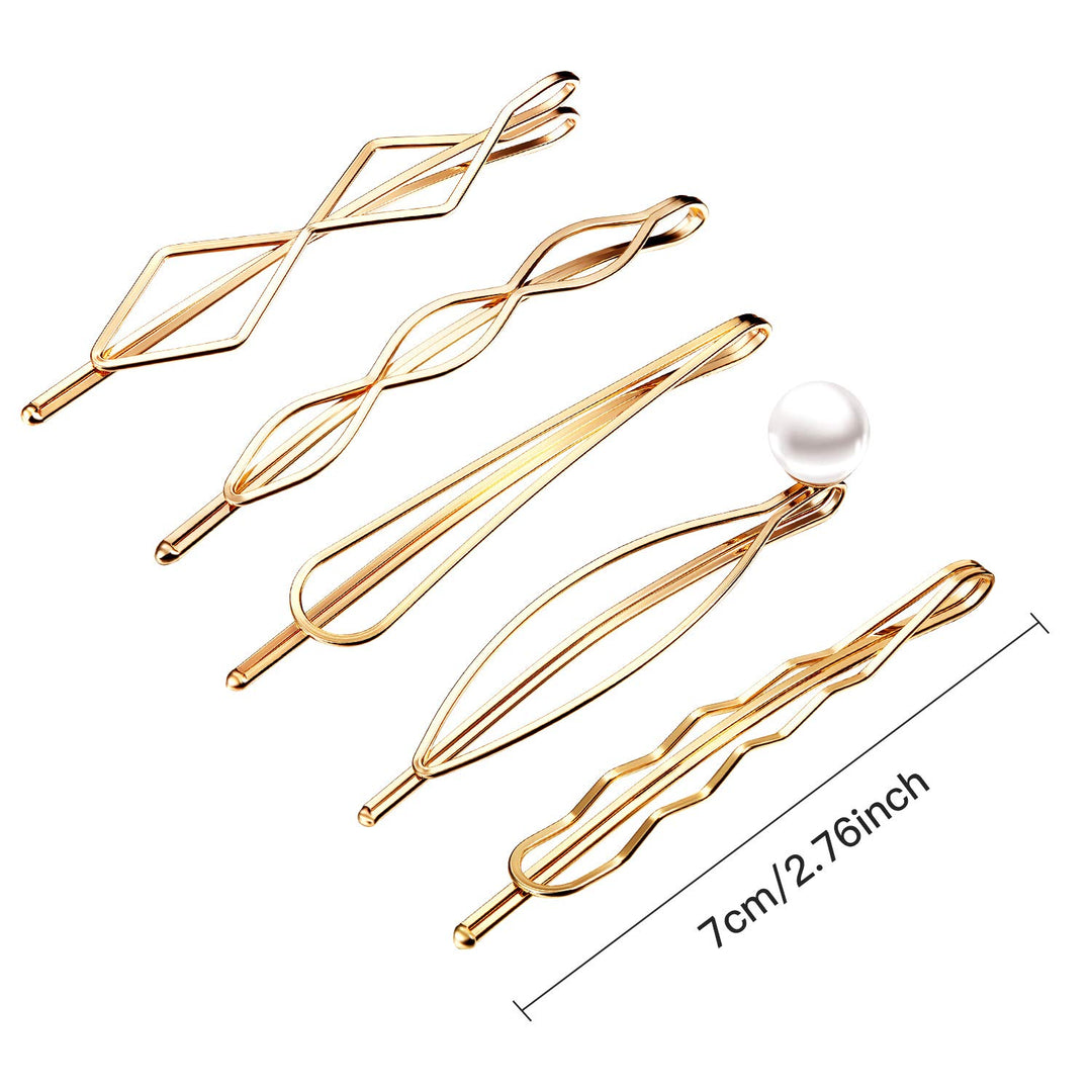 10 Pieces Geometric Metal Hair Clips Minimalist Dainty Hair Barrettes Metal Hair Accessories for Women Headwear Accessories, 5 Styles (Gold)