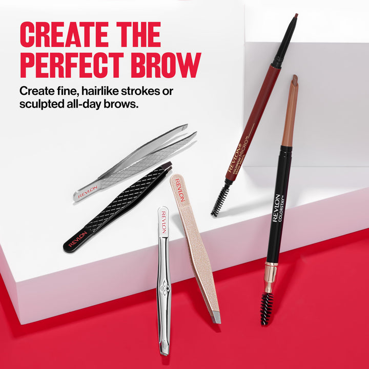 Revlon ColorStay Eyebrow Pencil with Spoolie Brush, Waterproof, Longwearing, Angled Tip Applicator for Perfect Brows, Soft Black (225)